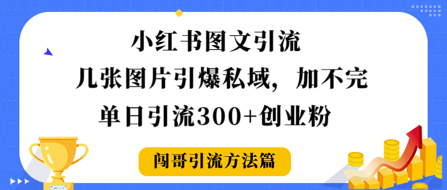 小红书图文引流，几张图片引爆私域加不完，单日引流300＋创业粉-悠闲副业网