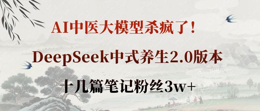AI中医大模型杀疯了！DeepSeek中式养生2.0版本，十几篇笔记粉丝3w+-悠闲副业网
