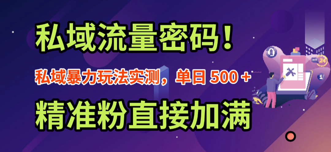 私域流量密码!私域暴力玩法实测,单日 500 + 精准粉直接加满-悠闲副业网