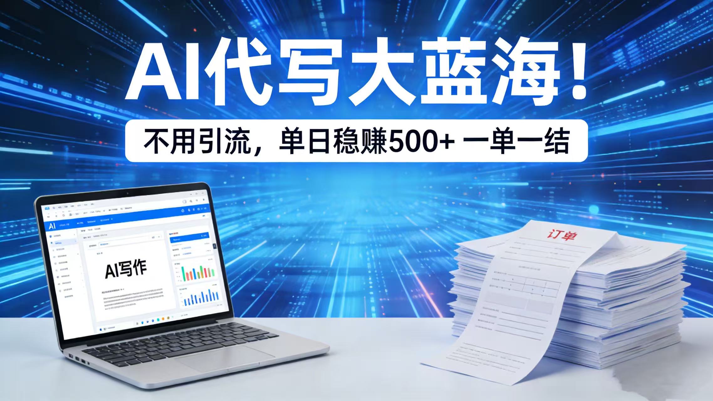 AI 代写大蓝海!不用引流,单日稳赚 500 + 一单一结-悠闲副业网