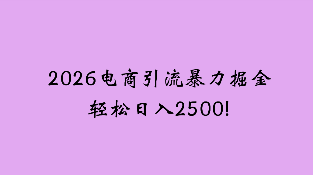2026电商引流新玩法，日引200，日可入2500+-悠闲副业网