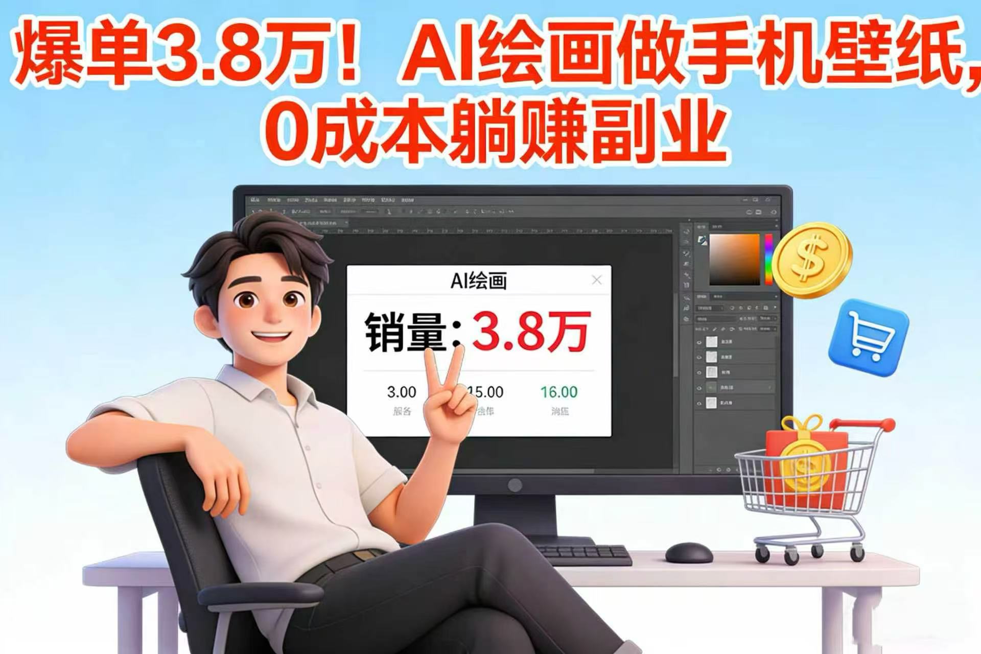 爆单 3.8 万!AI 绘画做手机壁纸,0 成本躺赚副业-悠闲副业网