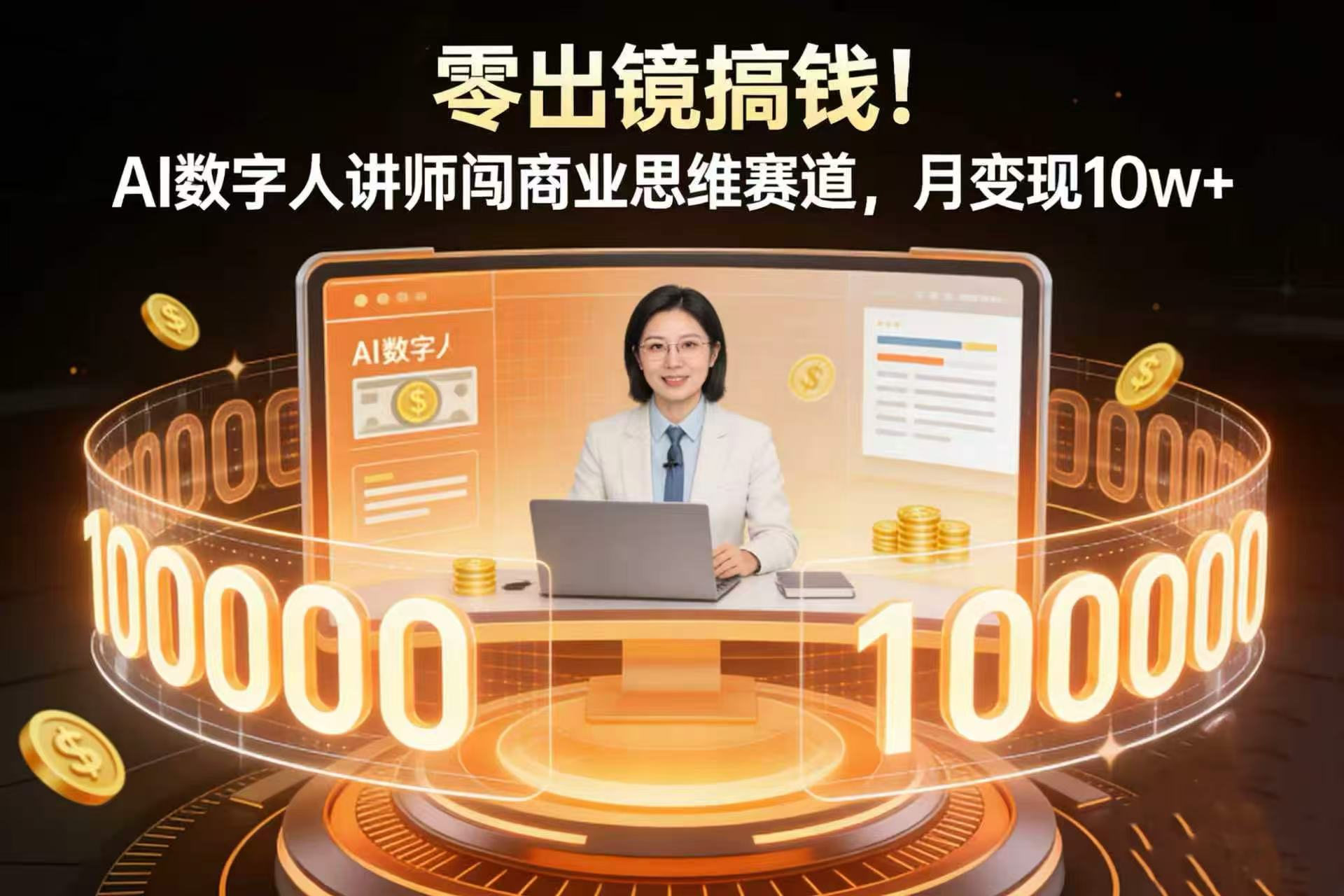 零出镜搞钱！AI 数字人讲师闯商业思维赛道，月变现 10w+-悠闲副业网