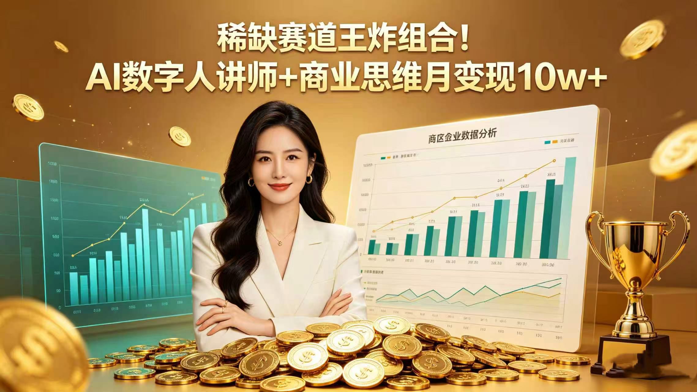 稀缺赛道王炸组合！AI 数字人讲师 + 商业思维 月变现 10w+-悠闲副业网
