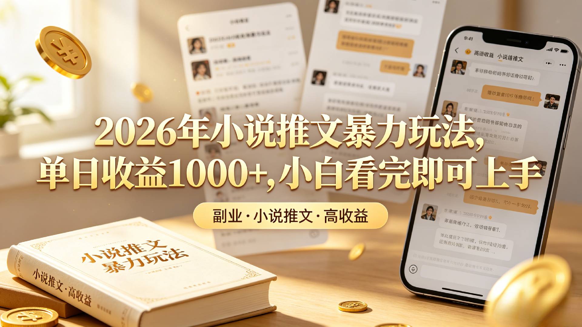 2026年小说推文暴力玩法,单日收益1000+,小白看完即可上手-悠闲副业网