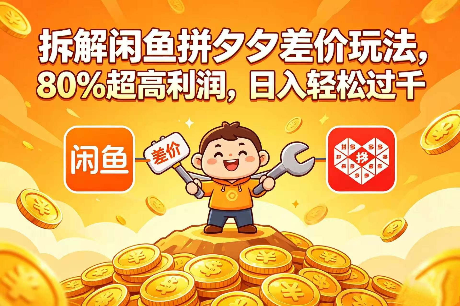 拆解闲鱼拼夕夕差价玩法,80% 超高利润,日入轻松过千-悠闲副业网