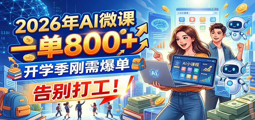 2026年AI微课,一单800+,开学季刚需爆单,告别打工!-悠闲副业网